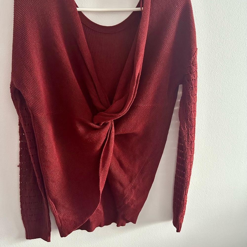 Burgundy Twist Front Sweater